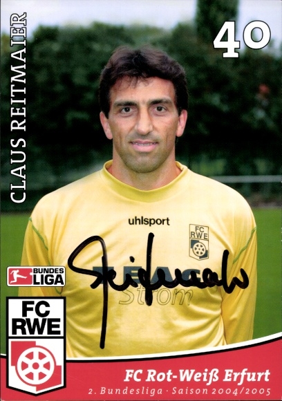 Autograph card footballer Claus Reitmaier, FC Rot-Weiß Erfurt, autograph
