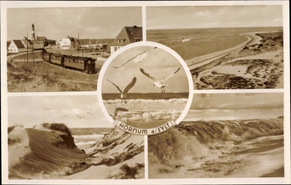 Postcard Hörnum on Sylt North Friesland, beach, dunes, seagulls, place, lighthouse