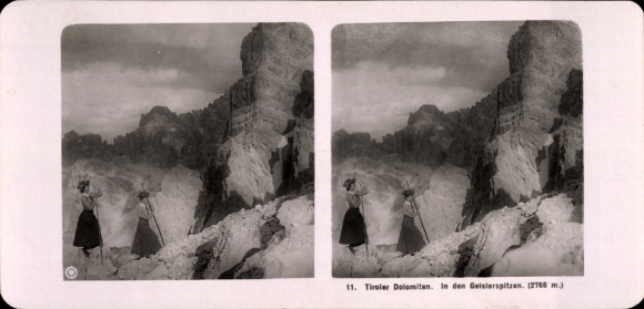 Stereo photo Tyrolean Dolomites, in the Geisler peaks