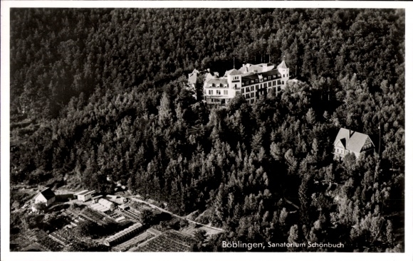 Ak Böblingen in Württemberg, Fliegeraufnahme, Sanatorium Schönbuch