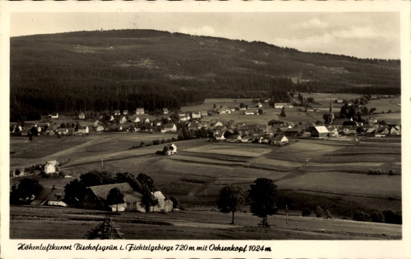 Ak Bischofsgrün im Fichtelgebirge, Gesamtansicht, Ochsenkopf