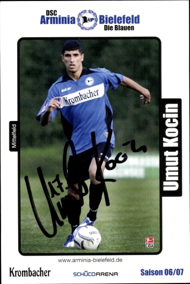 Autograph card footballer Umut Kocin, DSC Arminia Bielefeld, autograph