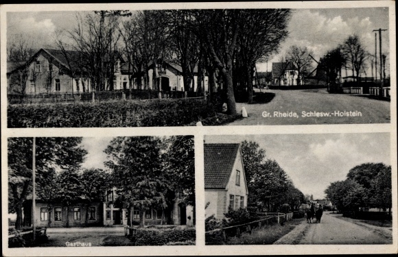 Postcard Groß Rheide in Schleswig, inn, street scene