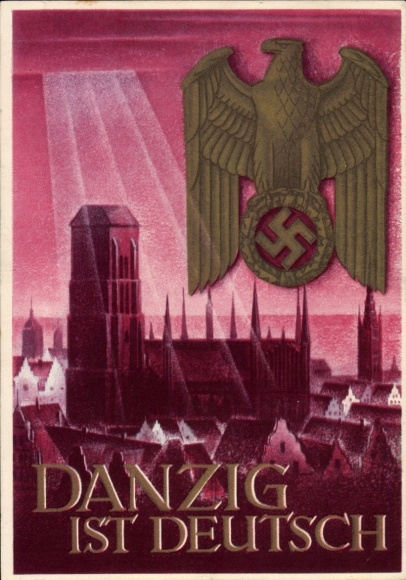 Artysta papeterii pocztowej KP Klein, Gottfried, Danzig is German, WHW