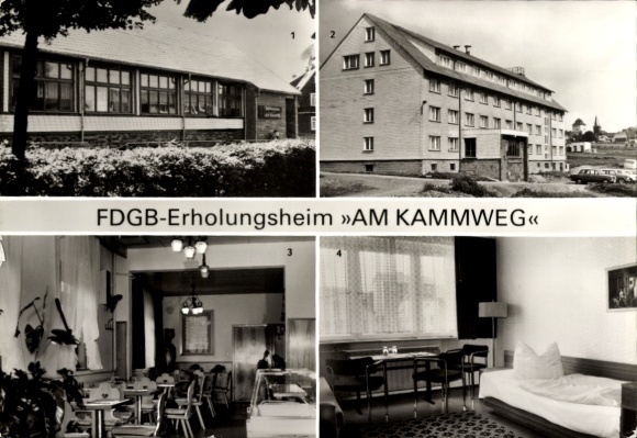 Postcard Neustadt am Rennsteig Großbreitenbach in Thuringia, FDGB recreation home, restaurant 'Zum Gol...