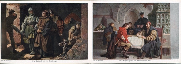 12 PCs in the envelope Lutherstadt Eisenach in Thuringia, Wartburg, Luther