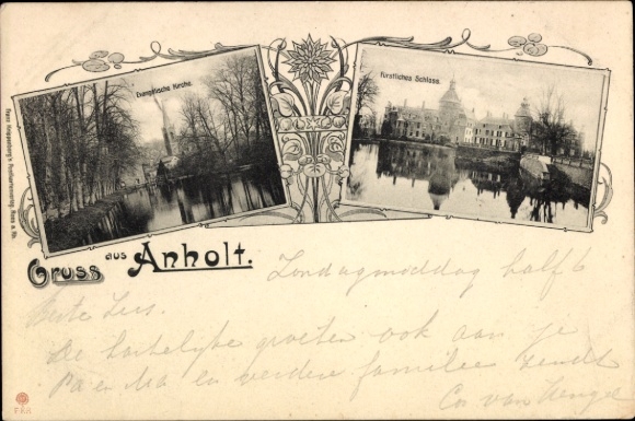 Ak Anholt Isselburg, Evangelische Kerk, Prinselijk Paleis