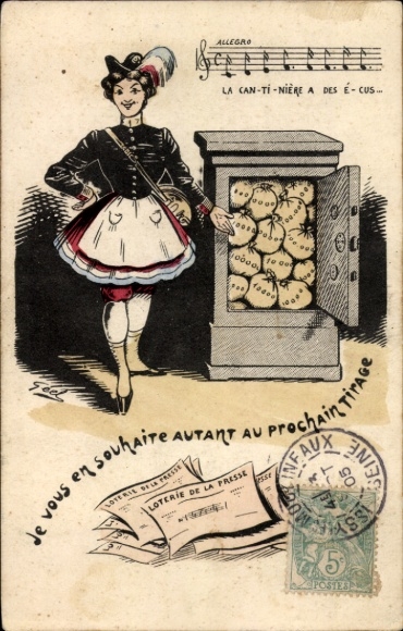 Song Postcard Je vous en souhaite autant au prochain tirage, Loterie de la Presse, Tresor