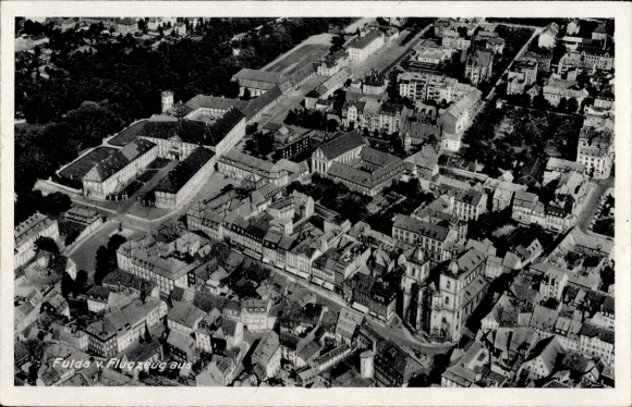 Postcard Fulda in Hesse, aerial photograph