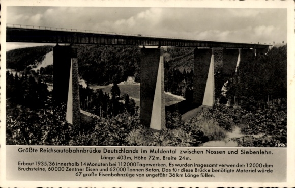 Postcard Siebenlehn Großschirma in Saxony, Reichsautobahn Bridge Muldental