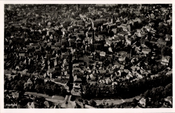 Postcard Herford in Westphalia, aerial photograph