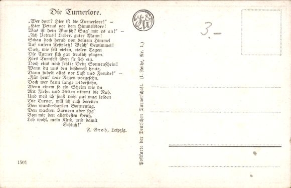 Artist Postcard Grimm, Gg., The Gymnastics Lore, Telephone Call with Petrus, Sunshine for the Gymnastics Festival