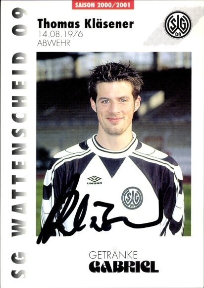 Autograph card footballer Thomas Gläsener, SG Wattenscheid 09, autograph