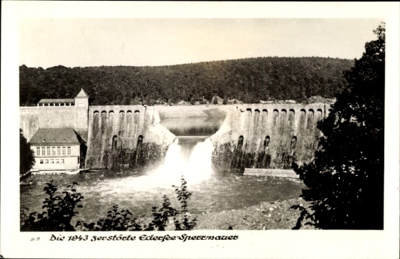 Photo Postcard Edersee in the Edertal, destroyed Edersee dam, WW2, Photo Böttcher