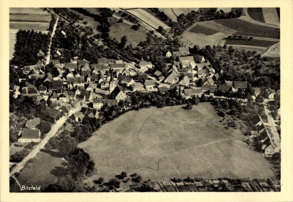 Postcard Bitzfeld Bretzfeld in Württemberg, aerial photograph
