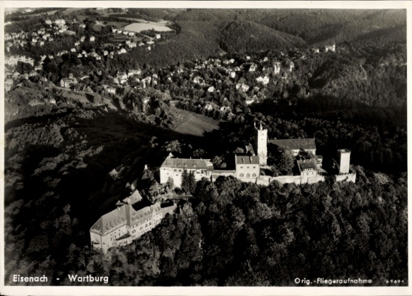 Postcard Lutherstadt Eisenach in Thuringia, Wartburg, aerial photograph
