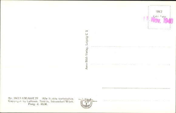 Postcard Ravolzhausen, aerial photograph