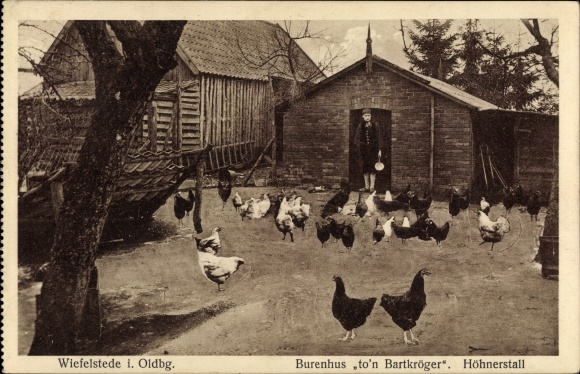 Postcard Wiefelstede in Ammerland, Burenhaus to &#39;n Bartkröger, chicken coop