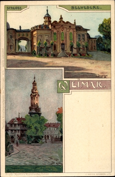 Artysta lito Stagura, Albert, Weimar w Turyngii, Belweder, ulica i kościół w mieście