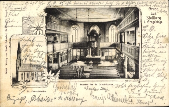 Ak Stollberg im Erzgebirge, St. Jakobikirche, Inneres