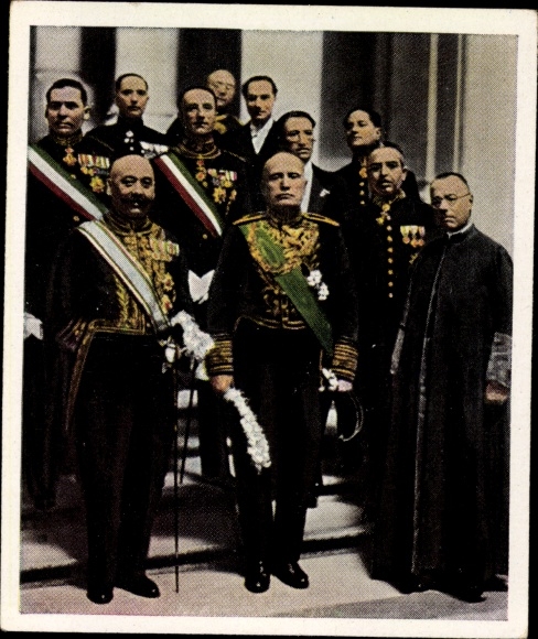 Obraz kolekcjonerski okres powojenny nr 184, luty 1932, Mussolini po przyjęciu przez papieża, Watykan