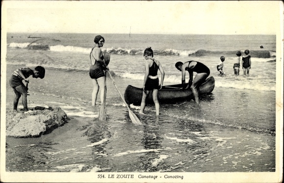 Postcard Zoute Knokke Heist West Flanders, beach, canoe