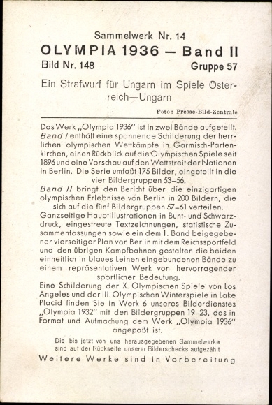 Collection picture Olympia 1936, handball game Austria versus Hungary