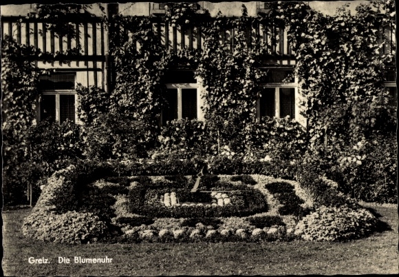 Postcard Greiz im Vogtland, The flower clock