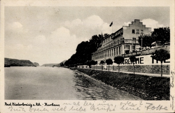 Postcard Niederbreisig Bad Breisig on the Rhine, spa house, promenade