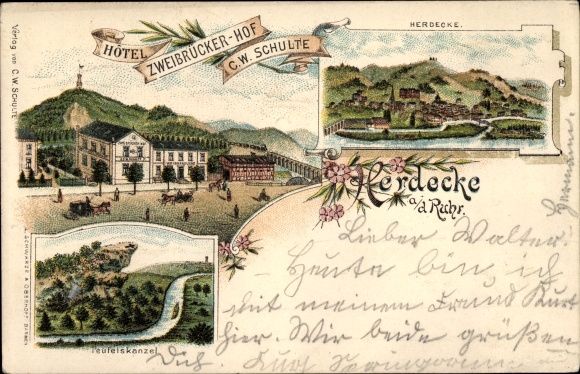 litho Herdecke an der Ruhr, Hotel Zweibrücker Hof, Teufelskanzel