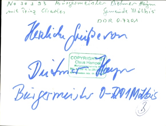 Photo Dietmar Haym, autograph, Mayor of the municipality of Mölbis GDR