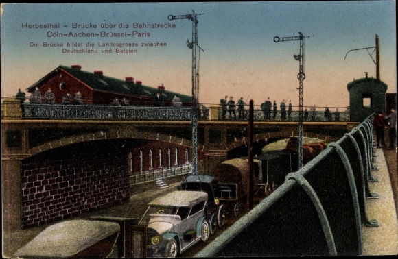Postcard Herbesthal Lontzen Wallonia Liège, bridge over the railway line Cologne, Aachen, Brussels, Paris