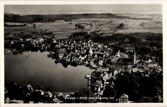 Postcard Bad Waldsee in Upper Swabia Württemberg, aerial photograph, total view