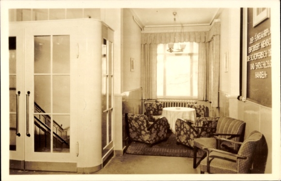 Postcard Oberhof in the Thuringian Forest, reception hall, chairs, table, window, photography