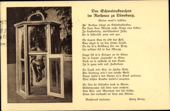 Gedicht Ak Lüneburg in Niedersachsen, Der Schweinsknochen im Rathaus, Heinz König