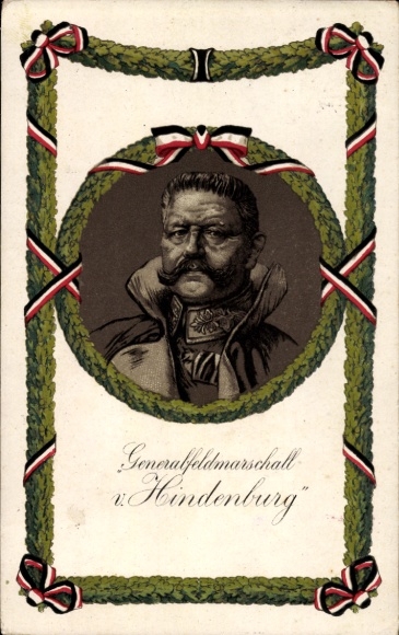 Passepartout Ak Generalfeldmarschall von Hindenburg, Rotes Kreuz Crefeld