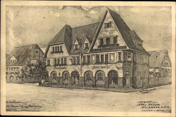 Artist PC Bellheim in the Palatinate, pharmacy, post office