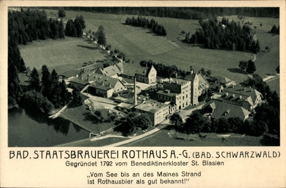 Postcard Rothaus Grafenhausen in the Black Forest, aerial photograph, state brewery