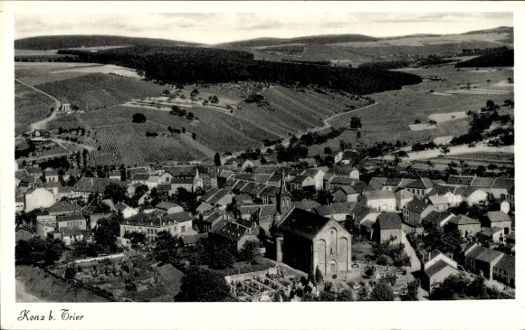 Postcard Konz on the Moselle, aerial photograph