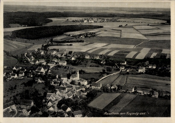 Ak Maselheim in Oberschwaben Württemberg, Fliegeraufnahme
