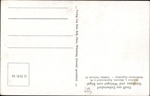 Postcard Escherndorf Volkach in the Kitzingen district of Lower Franconia, inn and winery zum Engel