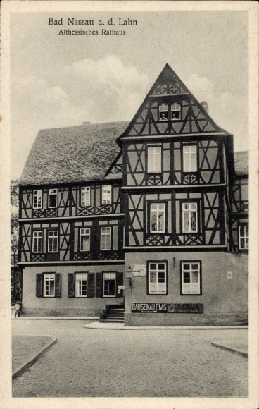 Postcard Bad Nassau an der Lahn, Old Hessian Town Hall, Architecture
