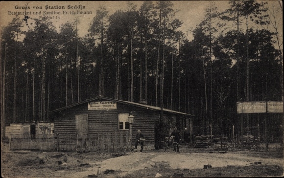 Postcard Seddin Seddiner See Brandenburg, restaurant and canteen Fr. Hoffmann