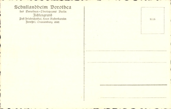 Postcard Fichtengrund Oranienburg in the district of Oberhavel, Dorothea school camp, Dorotheen Lyceum