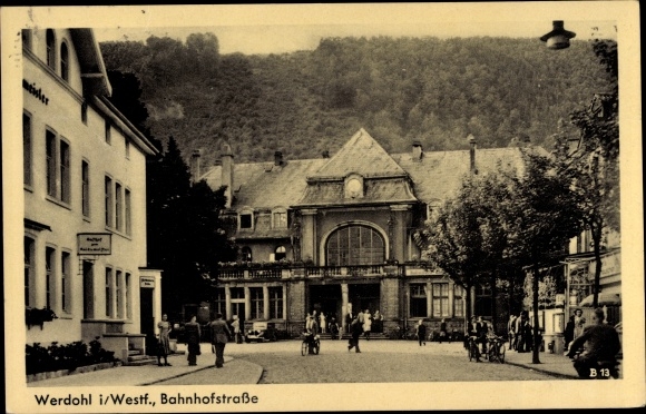 Ak Werdohl im Sauerland, Bahnhofstrasse, treinstation, voorzijde