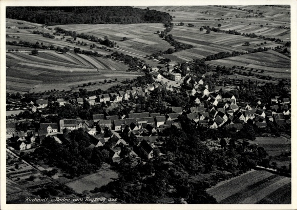 Postcard Kirchardt in Baden, aerial photograph