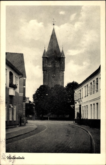 PC Westerstede in the district of Ammerland, street section, tower clock