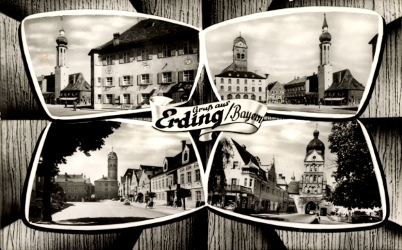 Ak Erding in Oberbayern, Teilansichten, Kirche, Türme, Platz