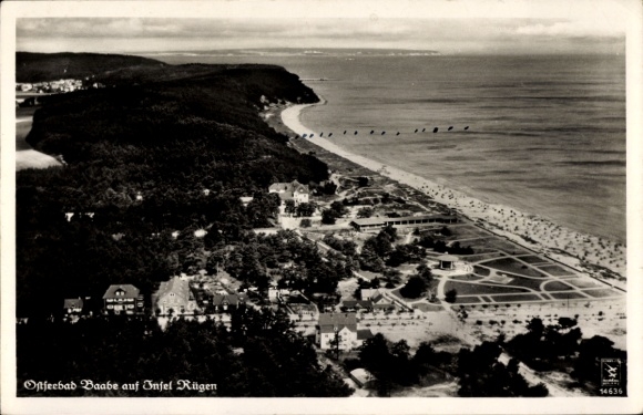 Ak Ostseebad Baabe auf Rügen, Fliegeraufnahme