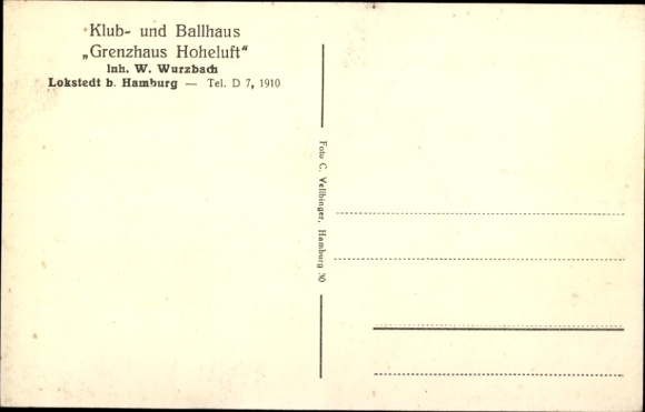 Postcard Hamburg Eimsbüttel Lokstedt, Club and Ball House Grenzhaus Hoheluft